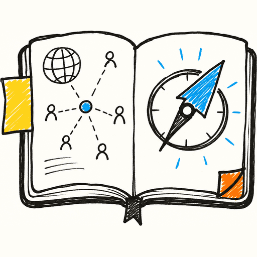 OutreachOS logo — sketchbook with outreach compass